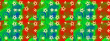 Yeşil, kırmızı ve kahverengi renkte kar tanesi süsü. Kar taneleri izole edildi. Kar tanesi süsü Raster illüstrasyonu. Güzel süs eşyası..