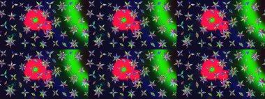 Raster illüstrasyonundaki çiçek desenli çizim. Raster illüstrasyonu. Güzel kumaş deseni. Gri renklerde.