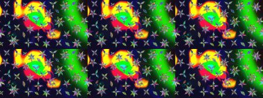 Renkli Bahar Teması eskiz kalıbı. Raster illüstrasyonu. Güzel kumaş deseni. Zentangle soyut çiçekleri. Karalama çiçeği. Düz Çiçek Elementleri Tasarımı.