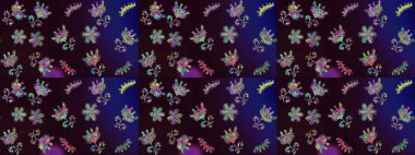 Çiçekler suluboya eskiz deseni. Raster Stili kumaş deseni.