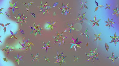 Raster illüstrasyonundaki çiçek desenli çizim. Gri renkli çiçekler.