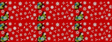 Üst manzara, yumuşak stil. Kırmızı renkte manzaralı çiçek deseni. Sevgililer günü ve tebrik kartı konsepti için şık bir davetiye. Çiçek kompozisyonu, el boyası, hassas şablon..