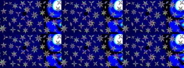 Düz Çiçek Elementleri Tasarım Raster illüstrasyonu. Renkli Bahar Teması eskiz kalıbı. Çiçek desenli eskiz. Mavi renkte çiçekler.