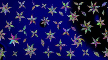 Renkli Bahar Teması eskiz kalıbı. Düz Çiçek Elementleri Tasarımı. Raster illüstrasyonundaki çiçek desenli çizim. Mavi renkte çiçekler.