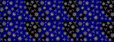 Raster illüstrasyonu. Çiçek desenli eskiz, darbeler, sıçramalar, yaz çiçekleri. Mavi renkte çiçekler.