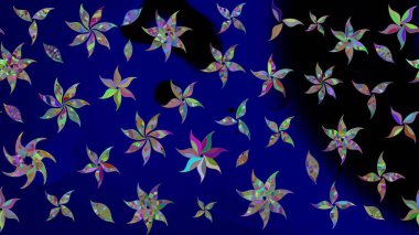 Çiçekli eskiz deseni. Suluboya çizimi. Mavi renkli çiçekler. El çizimi.