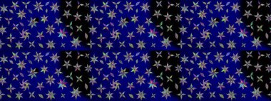 Düz Çiçek Elementleri Tasarım Raster illüstrasyonu. Mavi renkli çiçekler. Renkli Bahar temalı eskiz modeli. Çiçekli çiçek deseni, suluboya..