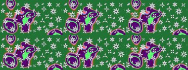 Sevimli çiçek raster deseni. Yeşil renkli çiçekler. Renkli Bahar Teması eskiz kalıbı. Düz Çiçek Elementleri Tasarımı.