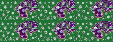 Çiçekli çiçek deseni, suluboya. Yeşil renkli çiçekler. Renkli Bahar temalı eskiz kalıbı. Düz Çiçek Elementleri Tasarım Raster illüstrasyonu.