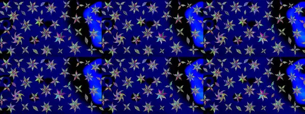 Raster illüstrasyonu. Mavi renkli çiçekler. Çizim çiçek deseni duvar kağıdı için kullanılabilir.