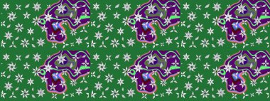 Çiçekli çiçek deseni, suluboya. Yeşil renkli çiçekler. Renkli Bahar temalı eskiz kalıbı. Düz Çiçek Elementleri Tasarım Raster illüstrasyonu.