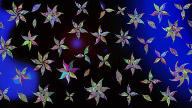 Renkli Bahar Teması eskiz kalıbı. Çiçek deseni. Düz Çiçek Elementleri Tasarımı. Raster çizimi. Güzel kumaş deseni..