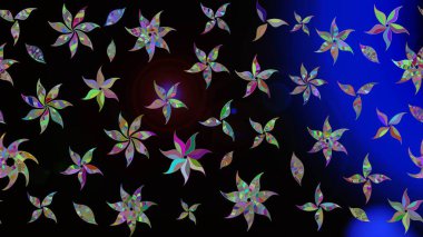 Raster illüstrasyonu. Suluboya, elle çizilmiş. Siyah yapraklı yabani çiçekler. Taslak arkaplan deseni.