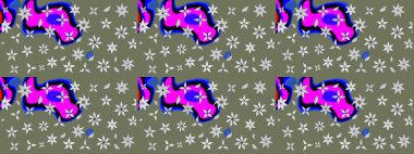 Suluboya çiçekli çiçek deseni. Raster illüstrasyonu. Yeşil renkte güzel tekstil.