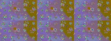 Renkli Bahar Teması eskiz kalıbı. Düz Çiçek Elementleri Tasarımı. Mor renkli çiçekler. Çiçek desenli eskiz, yaz çiçekleri..