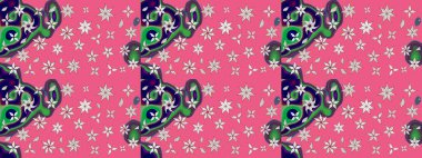 Çiçekli eskiz çizimi. Pembe renkli çiçekler. Renkli Yaz Temalı eskiz kalıbı. Düz Çiçek Elementleri Tasarımı.