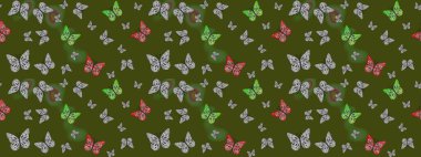 Robot resim. Kelebek. Yeşil arkaplanda izole edilmiş web tasarımı için renk çizgisi düzenleyici.