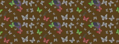 Soyut eskiz arka planı. Kahverengi renklerin çizimi. Raster Kelebekleri deseni. Güzel kumaş tasarımı..