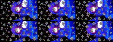 Renkli Bahar Teması eskiz kalıbı. Raster. Düz Çiçek Elementleri Tasarımı.