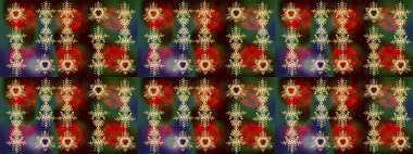 Kahverengi, yeşil ve kırmızı renkte kar tanesi süsü. Güzel süs eşyası. Kar taneleri izole edildi. Kar tanesi süsü Raster illüstrasyonu.