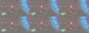 Renkli Bahar Teması eskiz kalıbı. Düz Çiçek Elementleri Tasarımı. Raster illüstrasyonundaki çiçek desenli çizim. Gri renkli çiçekler.