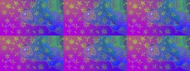 Mor renkli çiçekler. Düz Çiçek Elementleri Tasarımı. Raster illüstrasyonundaki çiçek desenli çizim. Renkli Bahar Teması çizim şablonu.