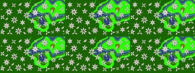 Tomurcukları papatya çiçekleri olan sevimli bir çiçek deseni. Eskiz geçmişi. Raster illüstrasyonu. Kumaş, tekstil, duvar kağıdı baskısı için. Eski usul. Miles Fleur, dandik süs.