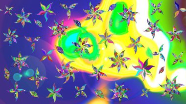 Tekstil için suluboya eskiz deseni. El çizimi çiçek çizimi deseni (fayans). Şirin çiçekli, desenli, mavi renkli çizim deseni.