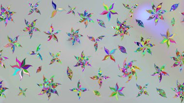 Parlak renkli fantezi çiçekleri, yapraklar, gri renkli tomurcuklar. Suluboya el çizimi elementli çiçek çizimi deseni.