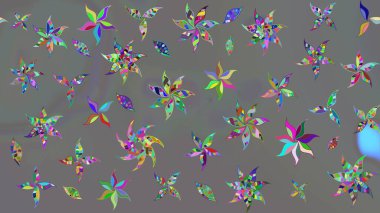 Gri renkler ve parlak çiçekler üzerine soyut çizim deseni. Küçük çiçekte hoş bir çiçek deseni var. Çiçek elementli zarif raster dokusu..