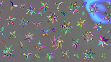 Gri renkli şirin çiçek deseni. Düz Çiçek Elementleri Tasarımı. Raster Modaya uygun kumaş deseni. Renkli Bahar Teması çizim şablonu.