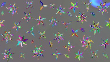 Renkli Bahar Teması eskiz kalıbı. Düz Çiçek Elementleri Tasarımı. Çiçekli çiçek deseni, suluboya. Gri renkli çiçekler. Raster illüstrasyonu.