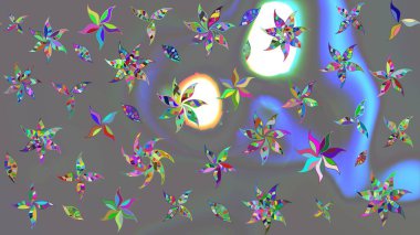 Raster düz çiçek çizim deseni. Gri renkli çiçekler. Tasarım hediye paketi, tebrik kartları, posterler ve afiş tasarımı.