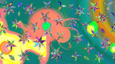 Raster illüstrasyonu. Egzotik çiçekler, mavi renkler üzerine botanik parlak klasik doğa. Klasik tropikal doğal elementlerin suluboya seti.