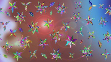 Eskiz arkaplan modeli. Raster illüstrasyonu. Kahverengi yapraklı yabani çiçekler. Suluboya, elle çizilmiş.