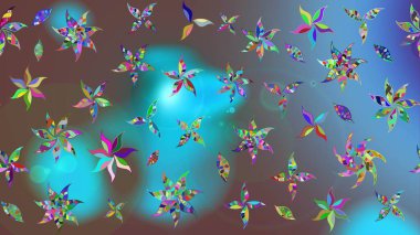 Düz Çiçek Elementleri Tasarımı. Raster illüstrasyonundaki çiçek desenli çizim. Güzel kumaş deseni. Renkli Bahar Teması çizim şablonu.