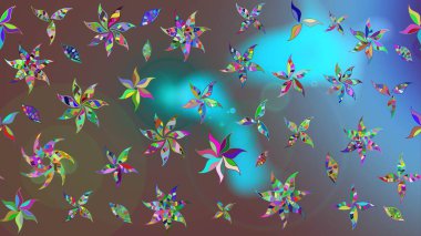 Moda baskıları için zarif bir şablon. Motley illüstrasyonu. Küçük çiçekte güzel bir desen. Küçük renkli çiçekler. Çiçekli bahar çiçekleri.