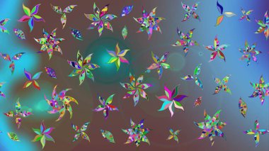 Güzel çiçek deseni. Renkli Bahar Teması eskiz kalıbı. Düz Çiçek Elementleri Tasarımı. Mavi renkte çiçekler.