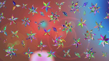 Renkli Bahar Teması eskiz kalıbı. Asya tekstil tarzında. Çiçek desenli çizim. Raster illüstrasyonu. Güzel kumaş deseni. Düz Çiçek Elementleri Tasarımı.