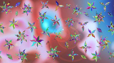 Raster illüstrasyonu. Çiçek süslemeli çizim deseni. Tarafsız renklerde çiçekler.