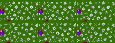 Çiçek desenli eskiz, darbeler, sıçramalar, yaz çiçekleri. Raster illüstrasyonu. Yeşil renkte çiçekler.