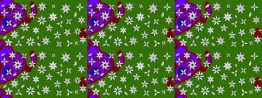 Raster illüstrasyonundaki çiçek desenli çizim. Yeşil renkte çiçekler.