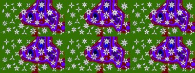 Raster illüstrasyonundaki çiçek desenli çizim. Suluboya tarzında yeşil renkte çiçekler.