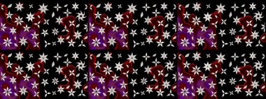 El yapımı çiçek ve bitki koleksiyonu. Raster illüstrasyonu. Eskiz tarzı siyah renkler. Şirin karalamalı çiçek desenli çizim. Raster illüstrasyonu.