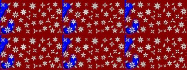 Çiçek desenli çizim. Raster illüstrasyonu. Asya tekstil tarzında. Kırmızı renkte çiçekler. Raster illüstrasyonu.