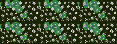 Şirin çiçek elementleri. Raster illüstrasyonu. Taslak desenli, modaya uygun kumaş deseni. Renkli Bahar Teması eskiz kalıbı. Düz Çiçek Elementleri Tasarımı.