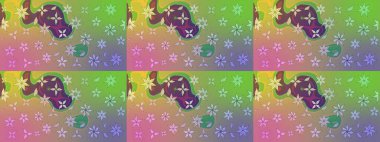 Raster Şirin kumaş deseni. Renkli Bahar Teması eskiz kalıbı. Düz Çiçek Elementleri Tasarımı. Eskiz klasiği.