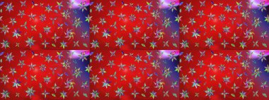 Raster Illustrasyon 'daki Çiçek Deseni' nin son moda çizimi. Düz Çiçek Elementleri Tasarımı. Renkli Yaz Temalı eskiz kalıbı. Güzel kumaş deseni.