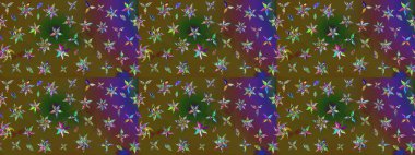 Yumuşak, yeşil renkli bahar çiçekleri. Raster illüstrasyonu. Yaprak ve çiçeklerin suluboya resmi, yeşil renkte çizim deseni.