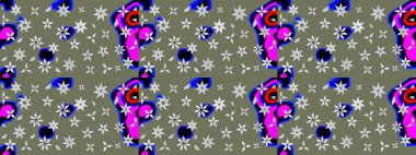 Düz Çiçek Elementleri Tasarımı. Yeşil renkli çiçekler. Renkli Bahar Teması eskiz kalıbı. Çiçekle çizim deseni.